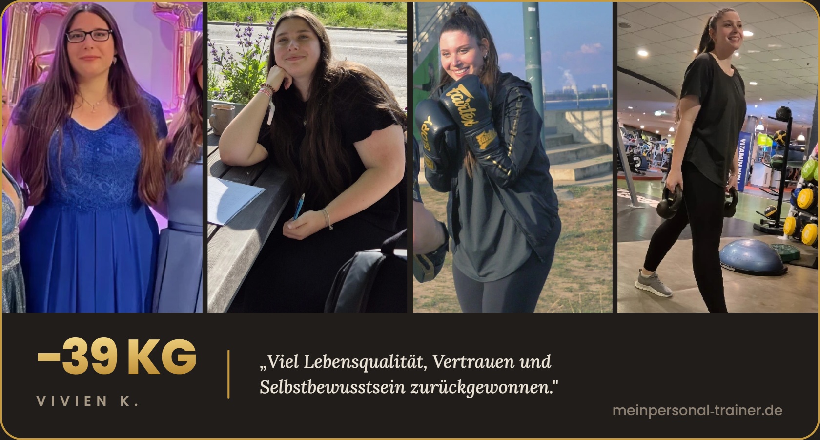 Vorher-Nachher-Transformation: Vivien hat mit Abnehmcoaching in Cottbus 39 kg abgenommen – Personal Training bei Marcel Kucharski.
