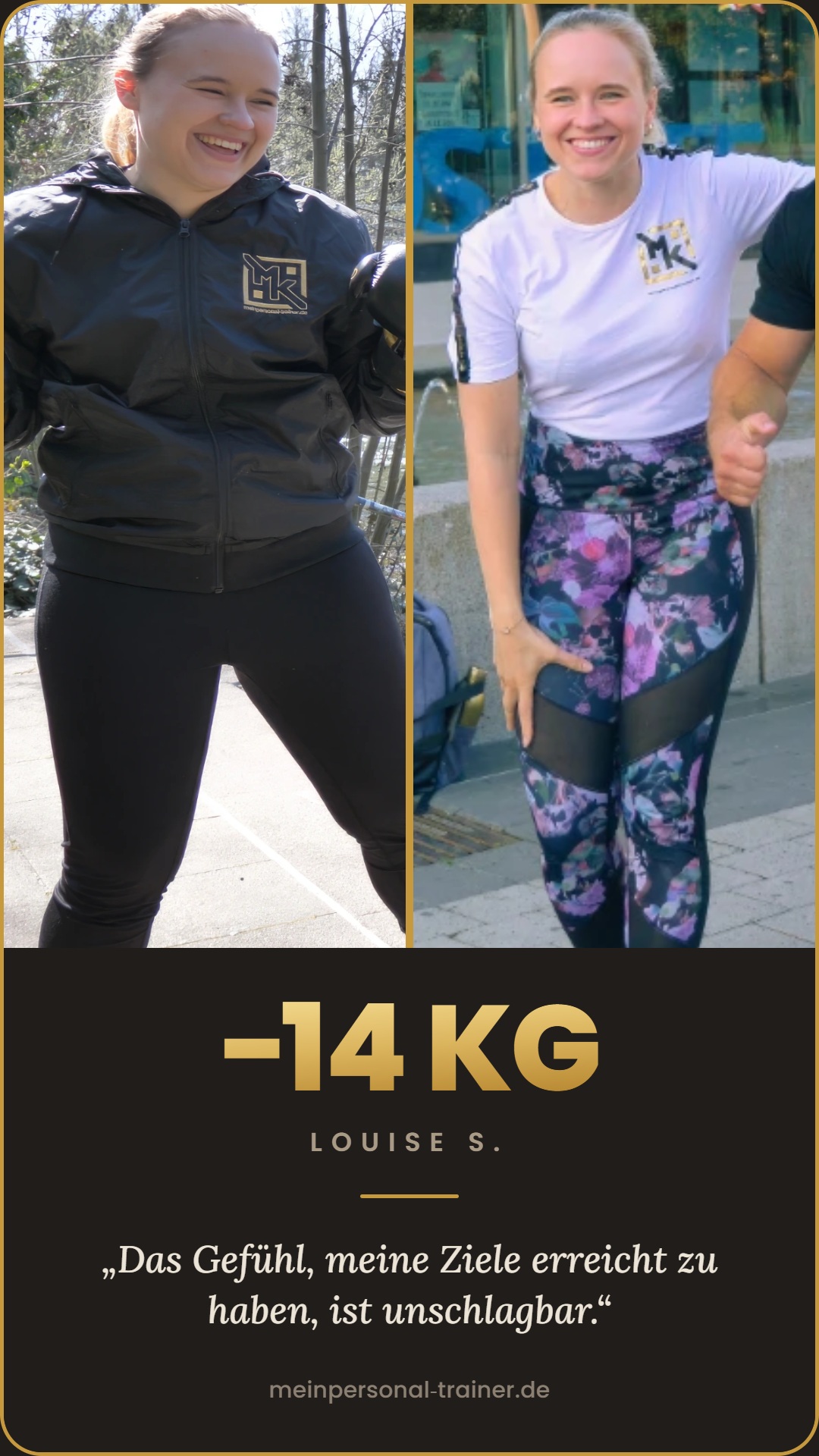 Louise hat 14 kg abgenommen – Vorher-Nachher-Transformation mit Personal Training in Cottbus bei Marcel Kucharski.